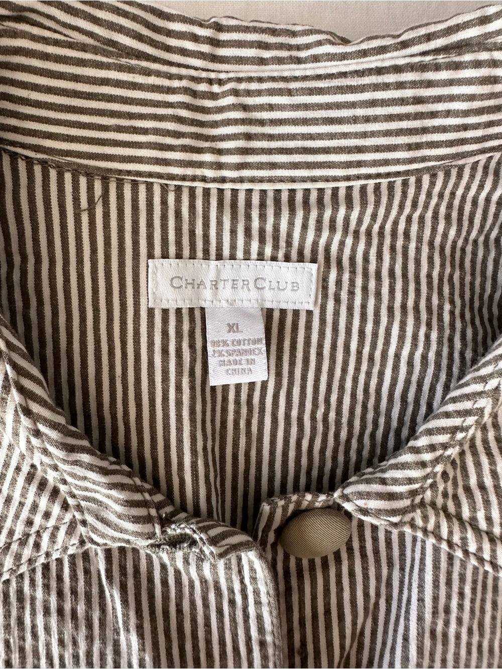 Charter Club- seersucker Jacket in green/ white stripe - Picture 5 of 6
